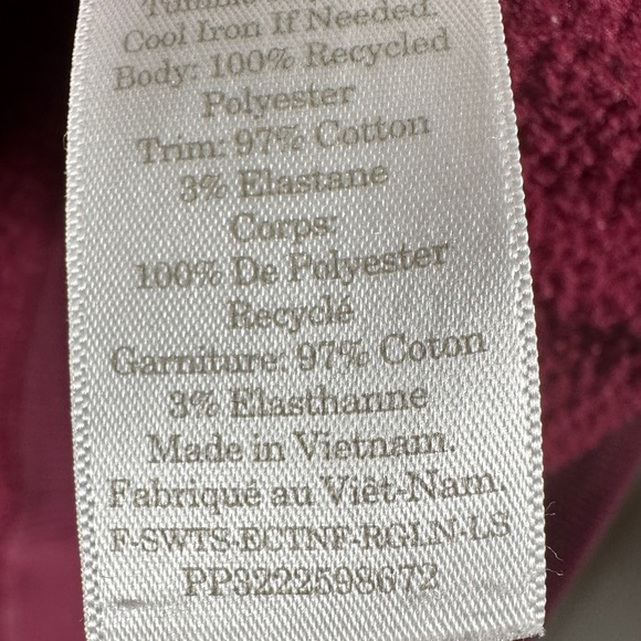 Everlane The Renew Fleece Raglan Sweatshirt In Burgundy Size Small - Picture 7 of 9